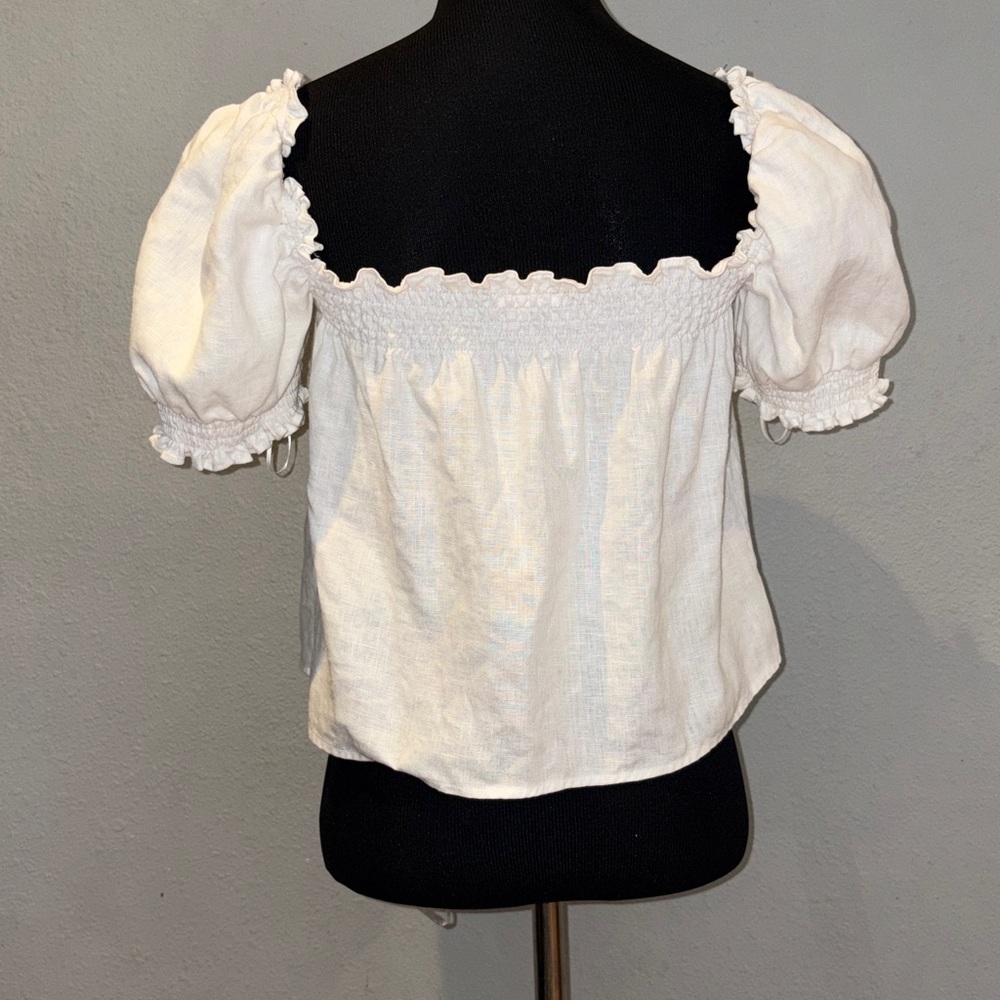 Reformation White 100% Linen Top size S - Picture 7 of 14